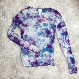 Girls ribbed tie-dye long sleeved top